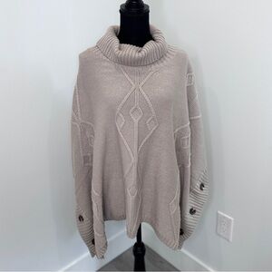 Simply Noelle Thick Knit Turtleneck Cape Poncho (L/XL)